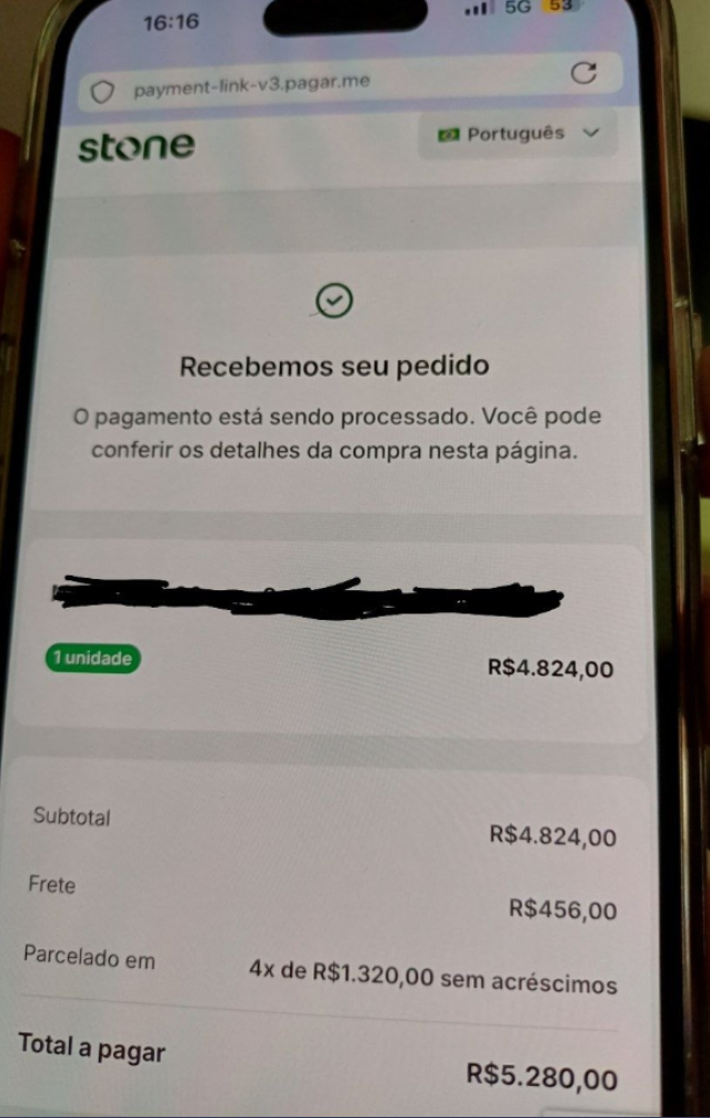 REF 01: comprovante enviado para a seção de resultados